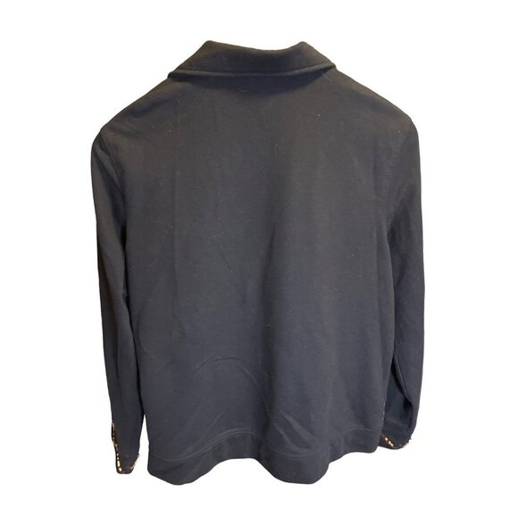 Onque Casuals Beaded Decorated Black Long Sleeve Button Down Top Sz M - Picture 2 of 8